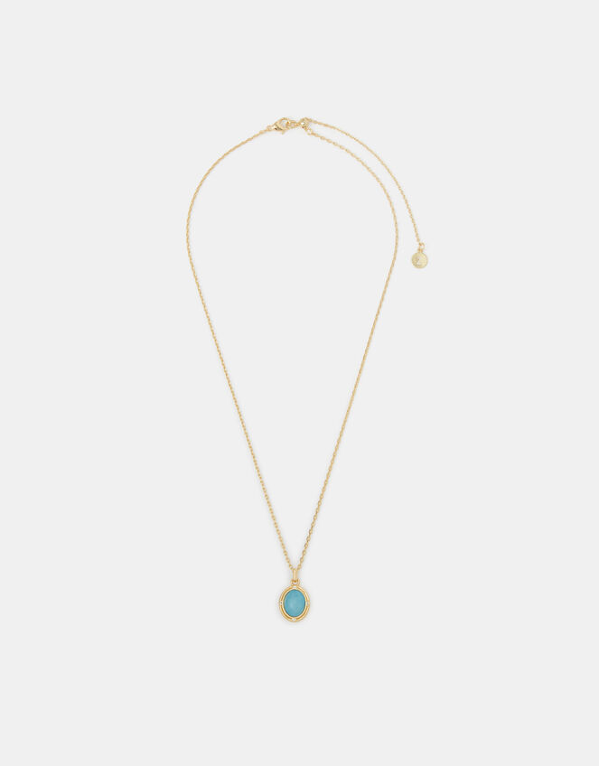 14ct Gold-Plated Blue Quartz Pendant Necklace, , large