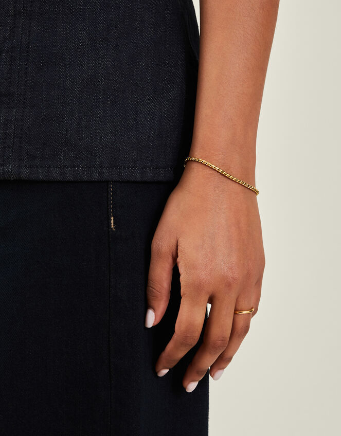 14ct Gold-Plated Stainless Steel Snake Chain Bracelet, , large
