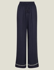 Wide Leg Beach Trousers, Blue (NAVY), large