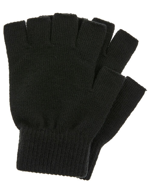 Plain Fingerless Gloves, Black (BLACK), large