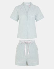 Stripe Cotton Short Pyjamas Set, Green (GREEN), large