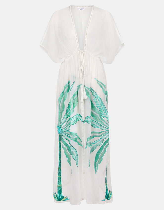Palm Embroidered Kaftan, Ivory (IVORY), large