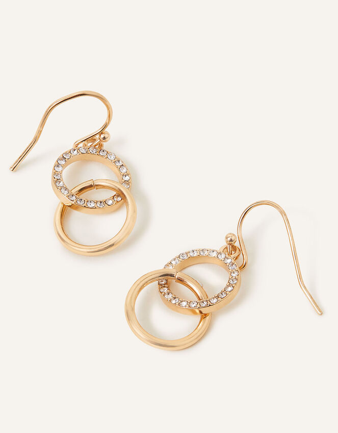 Linked Circles Short Drop Earrings, Gold (GOLD), large