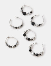 3-Pack Beaded Wire Huggie Hoop Earrings, , large