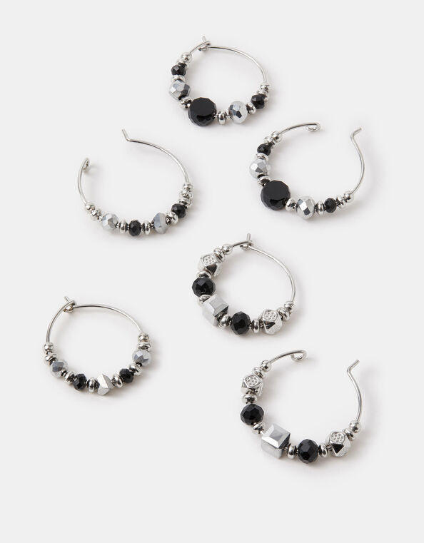 3-Pack Beaded Wire Huggie Hoop Earrings, , large