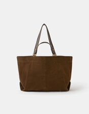 Multi Strap Suede Tote Bag, Brown (CHOCOLATE), large