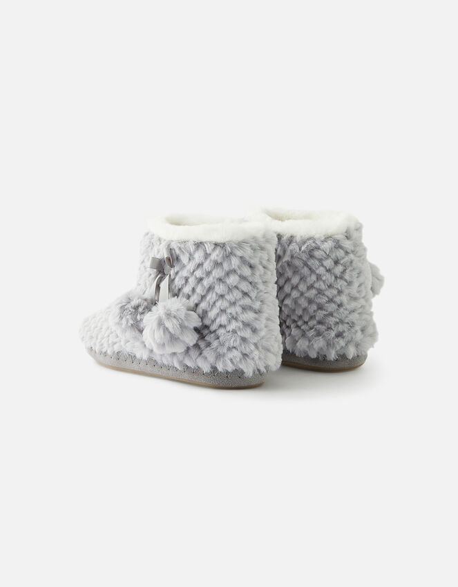 Cut Faux Fur Slipper Boots, Grey (GREY), large