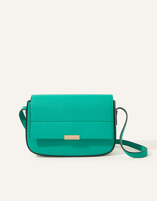 Straight Flap Saddle Cross-Body Bag, Green (GREEN), large