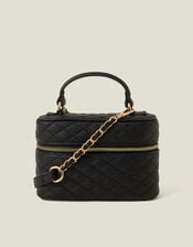 Quilted Top Handle Cross-Body Bag, Black (BLACK), large