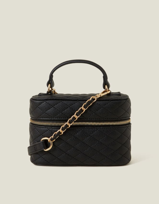 Quilted Top Handle Cross-Body Bag, Black (BLACK), large
