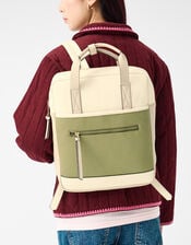 Faux Leather Backpack, Green (KHAKI), large