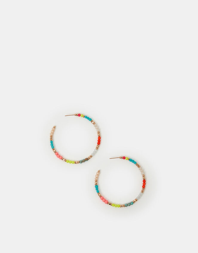 Beaded Hoop Earrings, , large