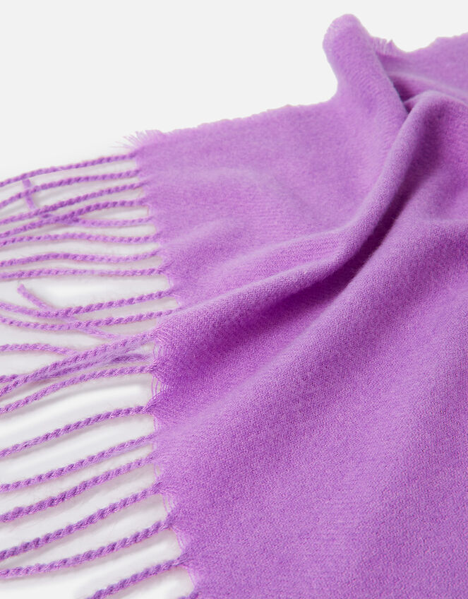 Plain Tassel Scarf, Purple (PURPLE), large