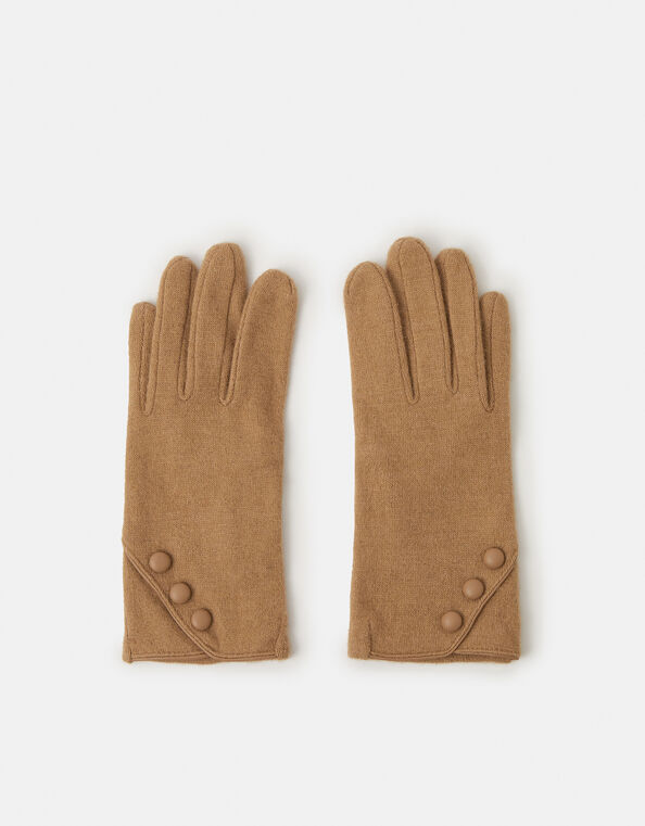 Plain Wool Gloves, Natural (NATURAL), large