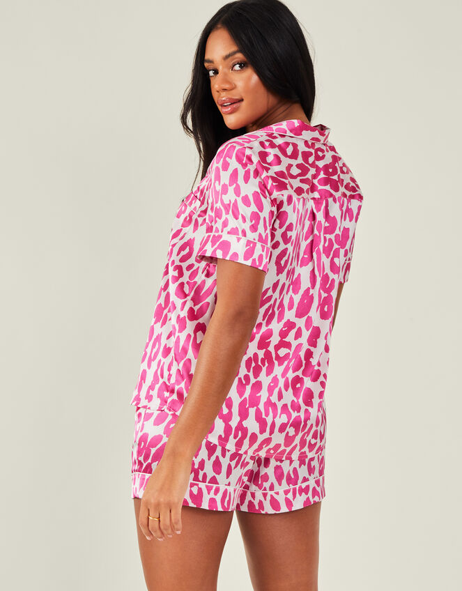 Leopard Print Satin Pyjama Set, Pink (PINK), large