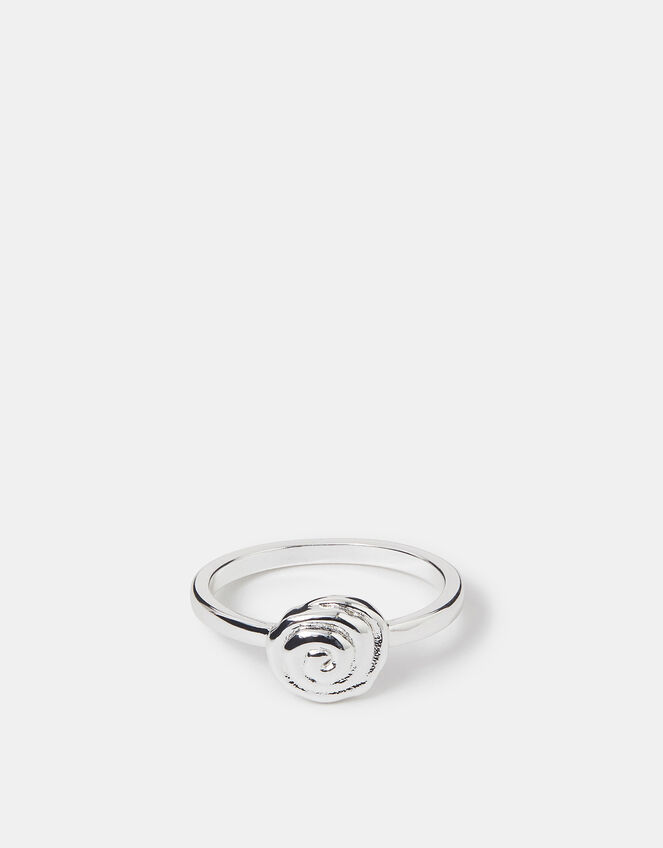 Sterling Silver-Plated Shell Ring, Silver (ST SILVER), large