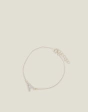 Sterling Silver Sparkle Initial Bracelet, Silver (ST SILVER), large