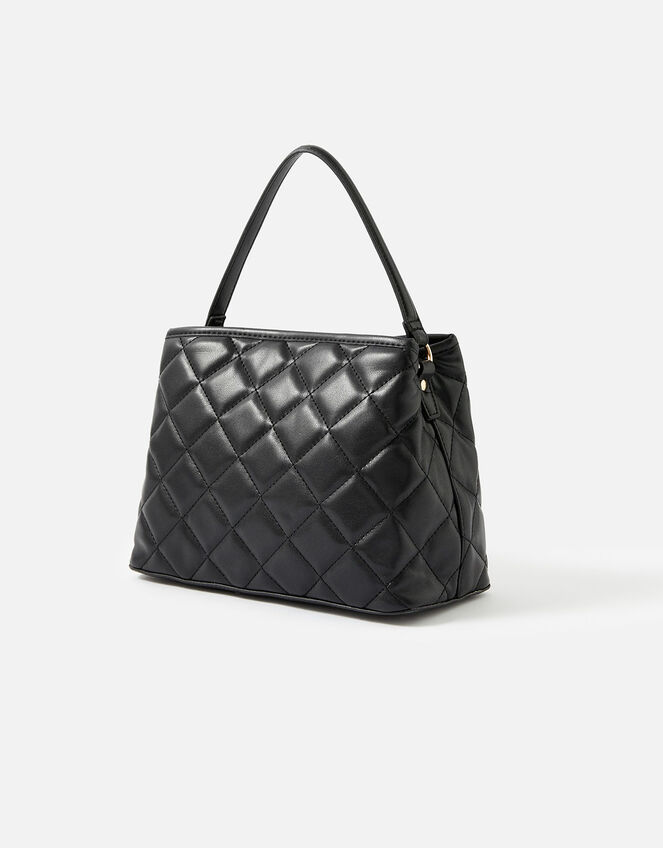 Quilted Large Handheld Bag, Black (BLACK), large