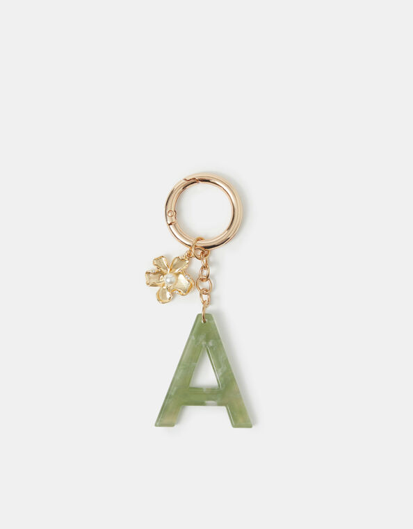 Resin Initial Bag Charm, Green (GREEN), large