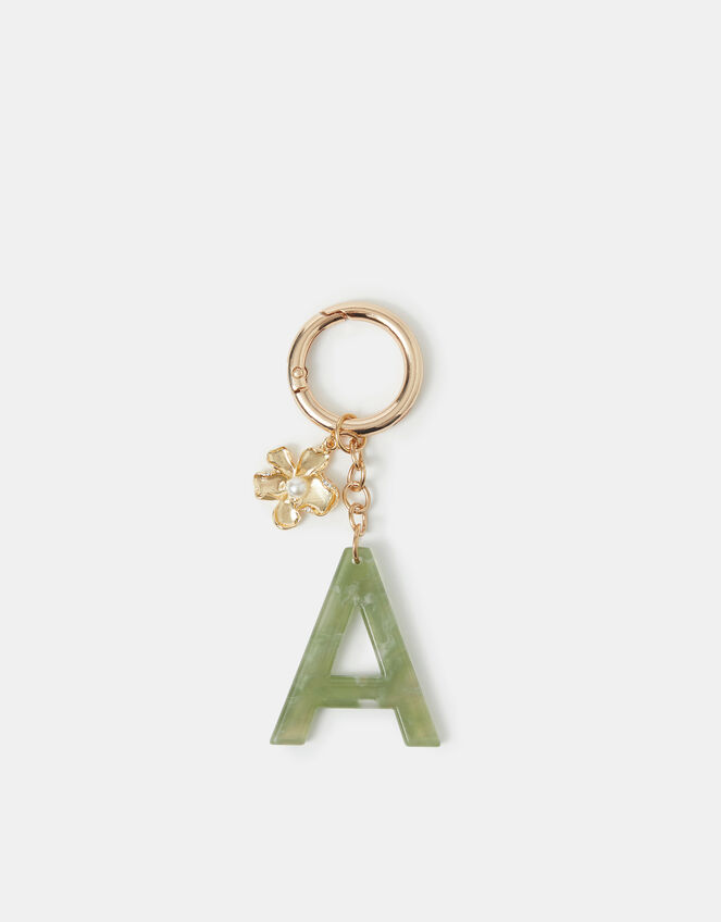 Resin Initial Bag Charm, Green (GREEN), large