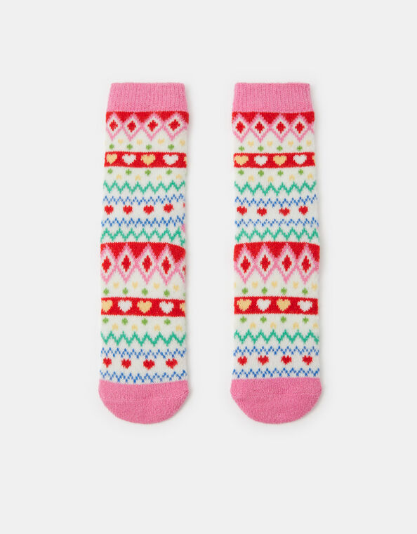 Fair Isle Print Bed Socks, , large