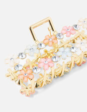 Flower Diamante Rectangle Claw Clip, , large