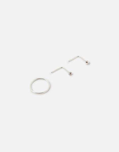 Surgical Steel Nose Stud and Hoop Set Silver, Silver (SILVER), large