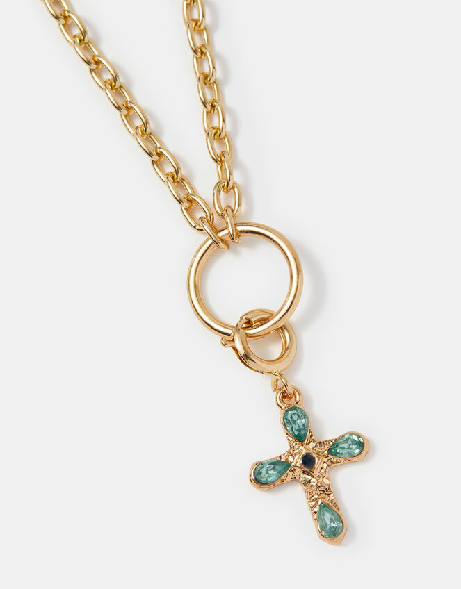 Gemstone Cross Jewellery Charm, , large