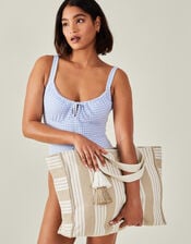 Large Stripe Beach Bag, Natural (NATURAL), large