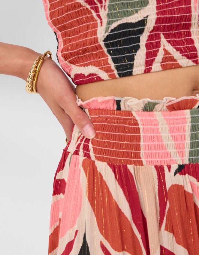 Abstract Print Smocked Maxi Skirt, Multi (MULTI), large