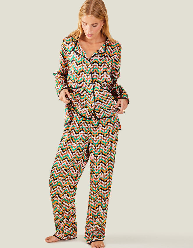 Firenzo Zig Zag Stripe Pyjama Set, Multi (ASSORTED), large