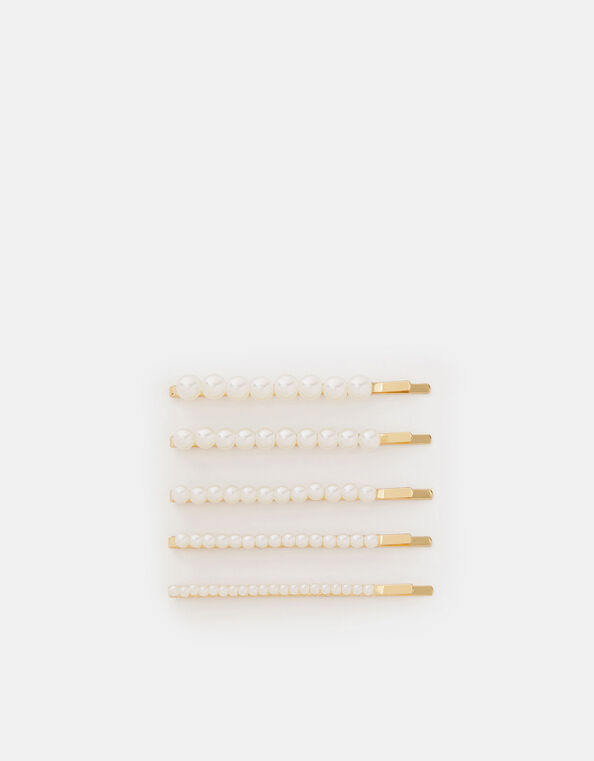 5-Pack Pearl Hair Slides, , large