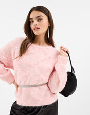 Textured Knit Jumper, Pink (PINK), large