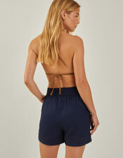 High Waist Beach Shorts, Blue (NAVY), large