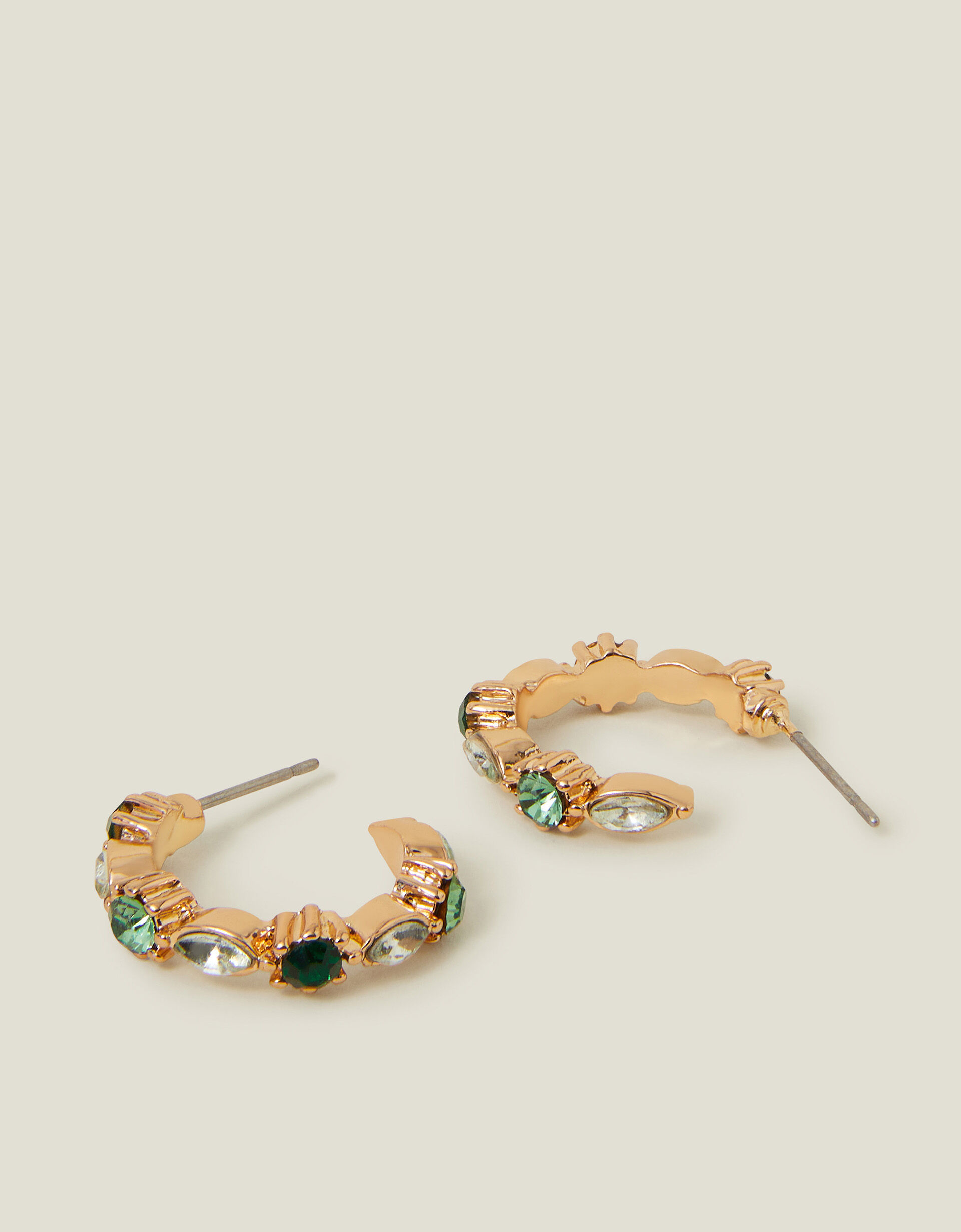 Green Hoops Gold Silver Small Chunky Hoop Earrings Accessorize UK