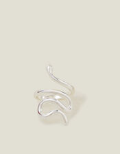 Sterling Silver-Plated Adjustable Snake Ring, , large