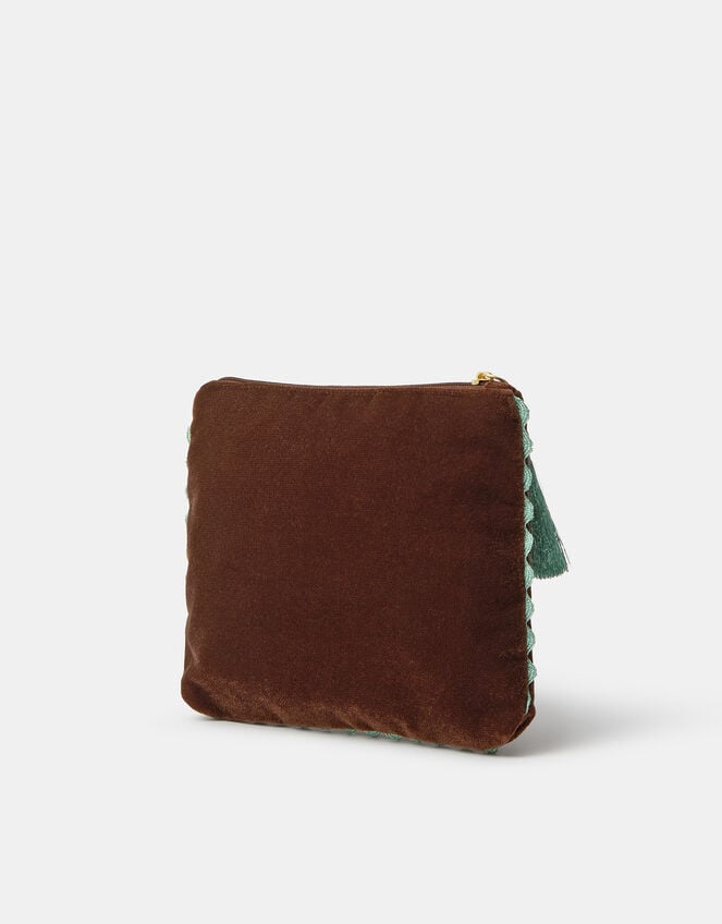 Embellished Bow Velvet Pouch, , large
