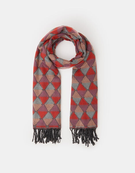 Geometric Jacquard Blanket Scarf, , large