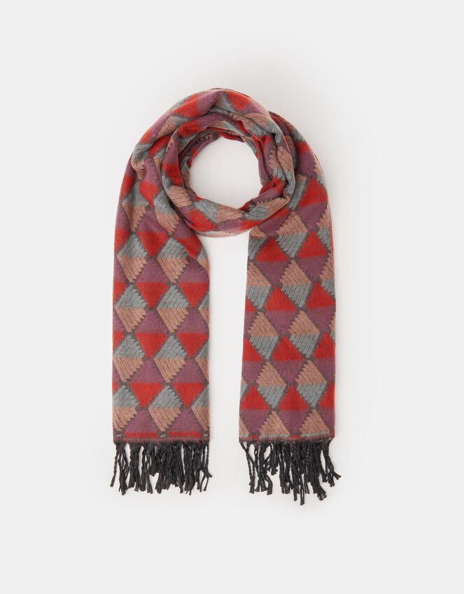 Geometric Jacquard Blanket Scarf, , large