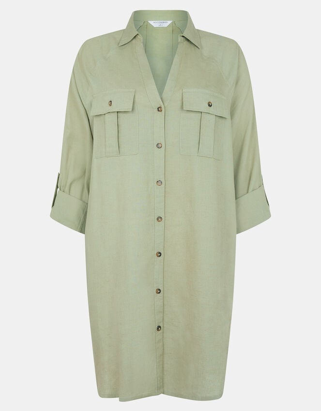 Cap Sleeve Boxy Shirt, Green (KHAKI), large