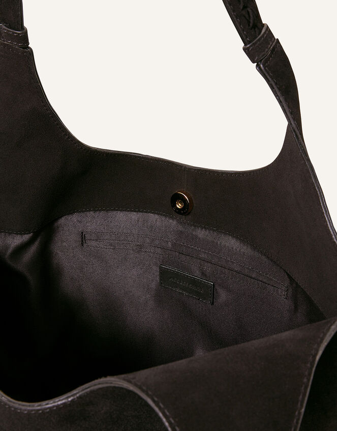 Suede Shoulder Bag, Black (BLACK), large