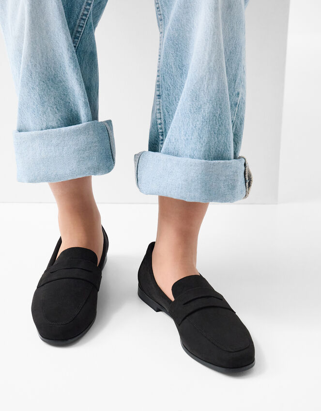 Suedette Loafers, Black (BLACK), large