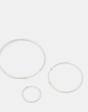 3-Pack Sterling Silver Hoop Earrings, , large