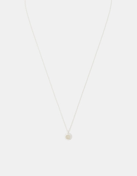 Sterling Silver Healing Stone Pendant Necklace, Clear (CLEAR), large
