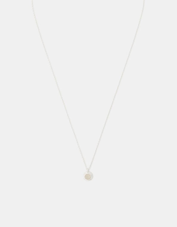 Sterling Silver Healing Stone Pendant Necklace, Clear (CLEAR), large