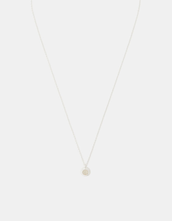 Sterling Silver Healing Stone Pendant Necklace, Clear (CLEAR), large