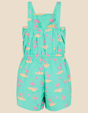Girls Flamingo Playsuit, Green (GREEN), large
