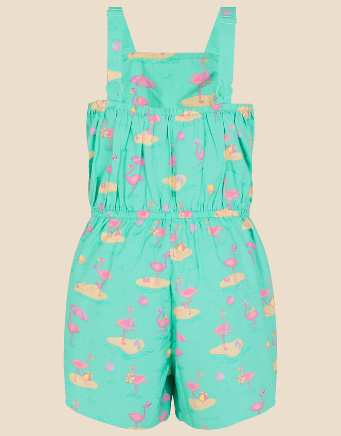 Girls Flamingo Playsuit, Green (GREEN), large