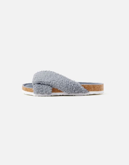 Borg Twist Footbed Slippers, Grey (GREY), large