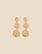 Textured Circle Long Drop Earrings, , large